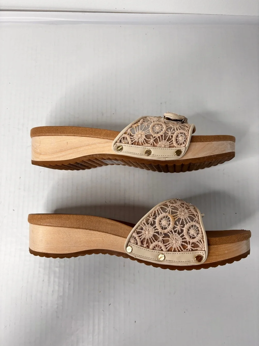 Dr. Scholl's Original Too Mesh Crochet Platform Slide Sandals Sz 8 Anthropology